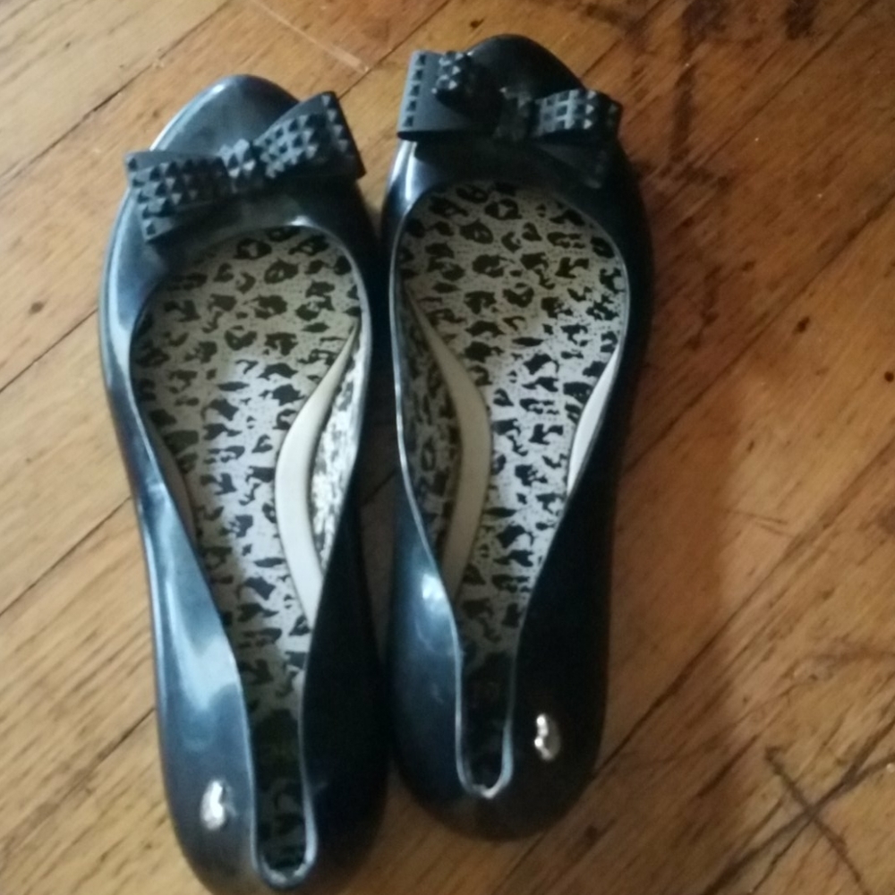 Mel by Melissa black jelly flats size 7